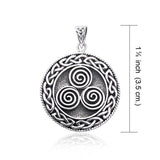 Large Celtic Knot Triskelion Spiral Sterling Silver Pendant TP201