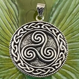 Large Celtic Knot Sterling Silver Triskelion Pendant TP304