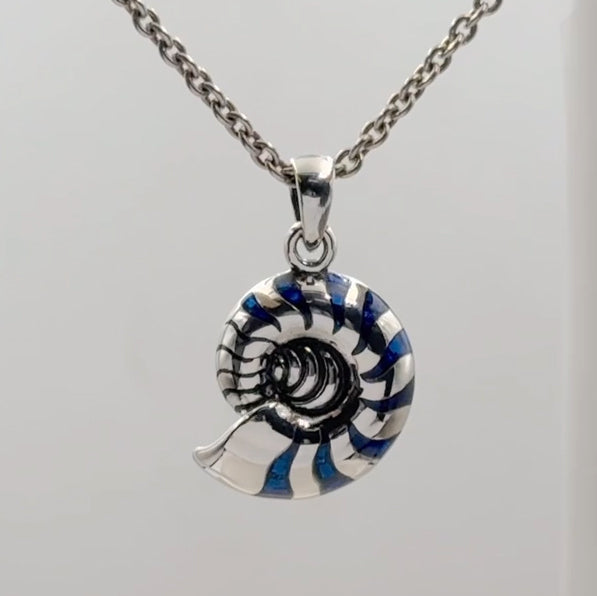 Charmed by the Rhythmic Spiral Nautilus Sterling Silver Pendant  TP3106