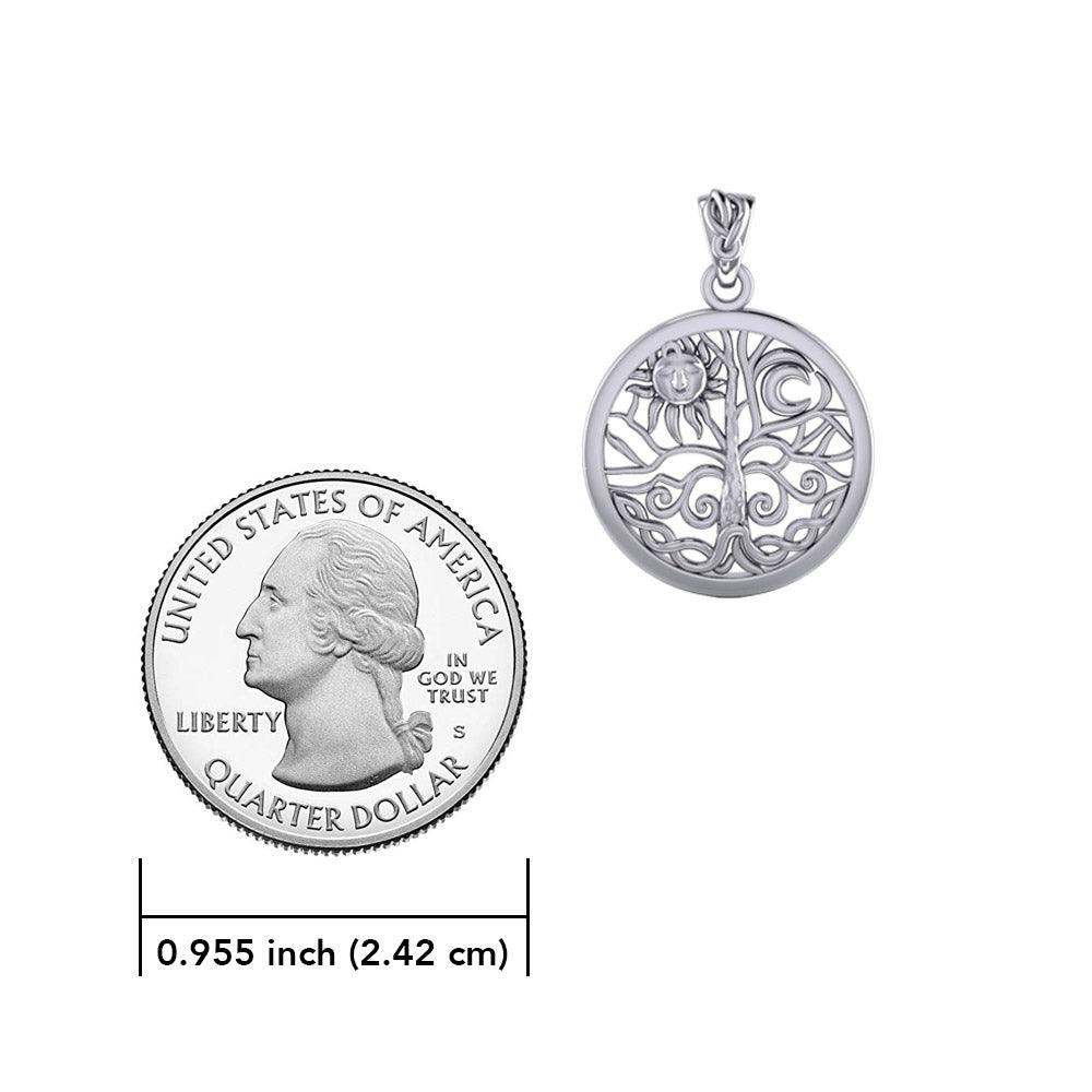 Sun & Moon Tree of Life ~ Sterling Silver Jewelry Pendant TP3109 - Jewelry