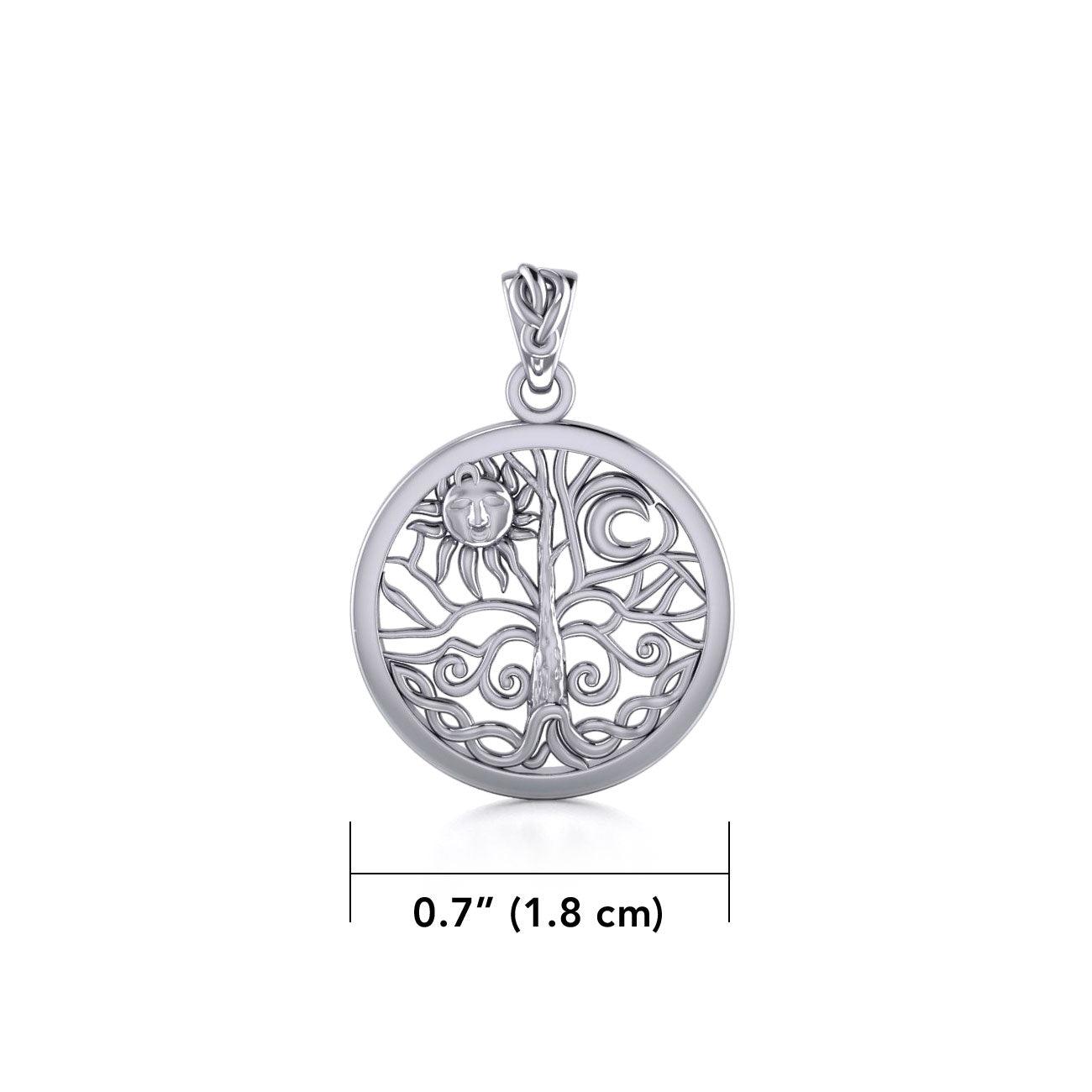 Sun & Moon Tree of Life ~ Sterling Silver Jewelry Pendant TP3109 - Jewelry