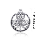 Celtic Knotwork Shamrock & Irish Claddagh Sterling Silver Pendant by Courtney Davis TP3417
