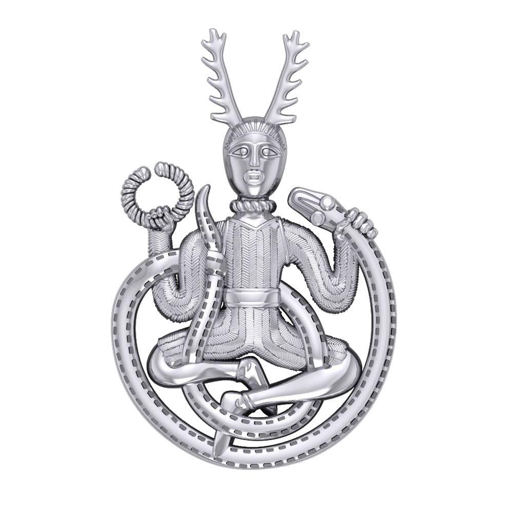 God Cernunnos in his mighty throne ~ Sterling Silver Jewelry Pendant TP3450 - Jewelry