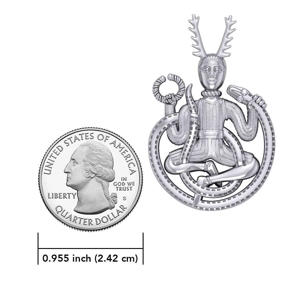God Cernunnos in his mighty throne ~ Sterling Silver Jewelry Pendant TP3450 - Jewelry
