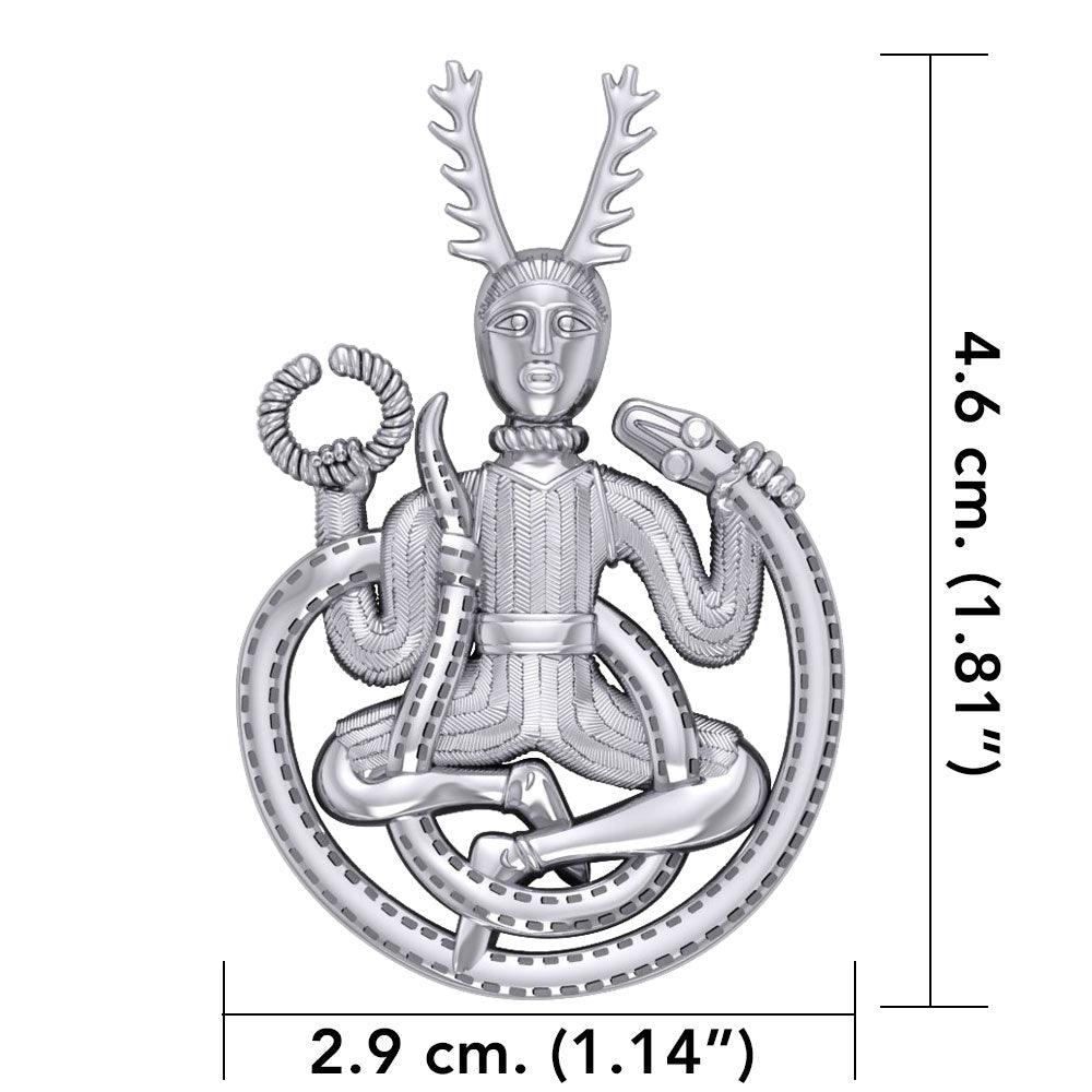God Cernunnos in his mighty throne ~ Sterling Silver Jewelry Pendant TP3450 - Jewelry