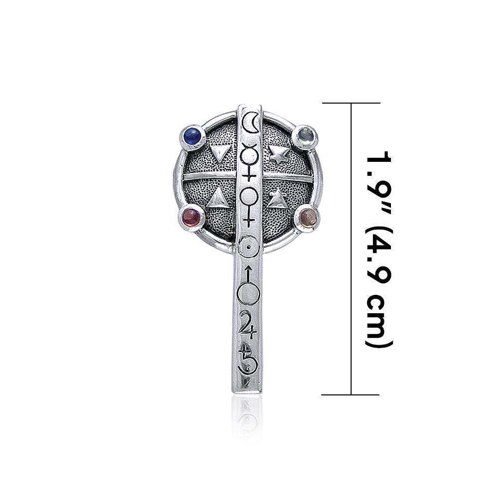 Astrologers Cross Sterling Silver Pendant With Mix Gems TP3572