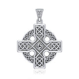 Celtic Cross Triquetra Sterling Silver Pendant TP477