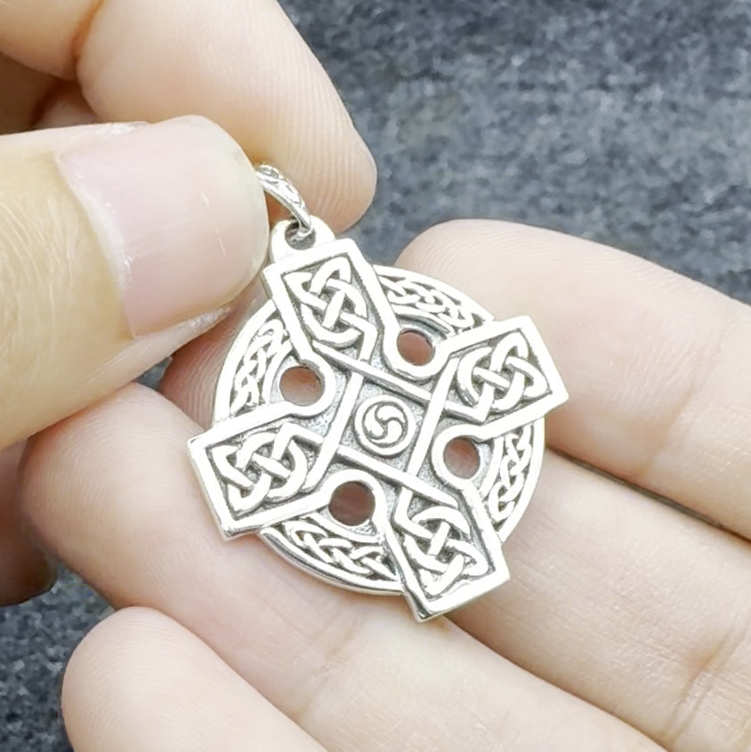 Celtic Cross Triquetra Sterling Silver Pendant TP477
