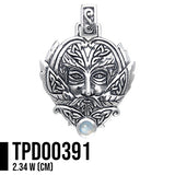 Green Man Sterling Silver Pendant With Gem TPD391