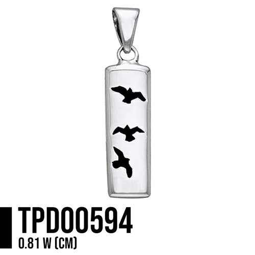 Flying Birds Cylinder Silver Pendant TPD594