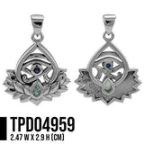 Eye of Horus and Lotus with Gemstone Silver Pendant TPD4959 - Jewelry