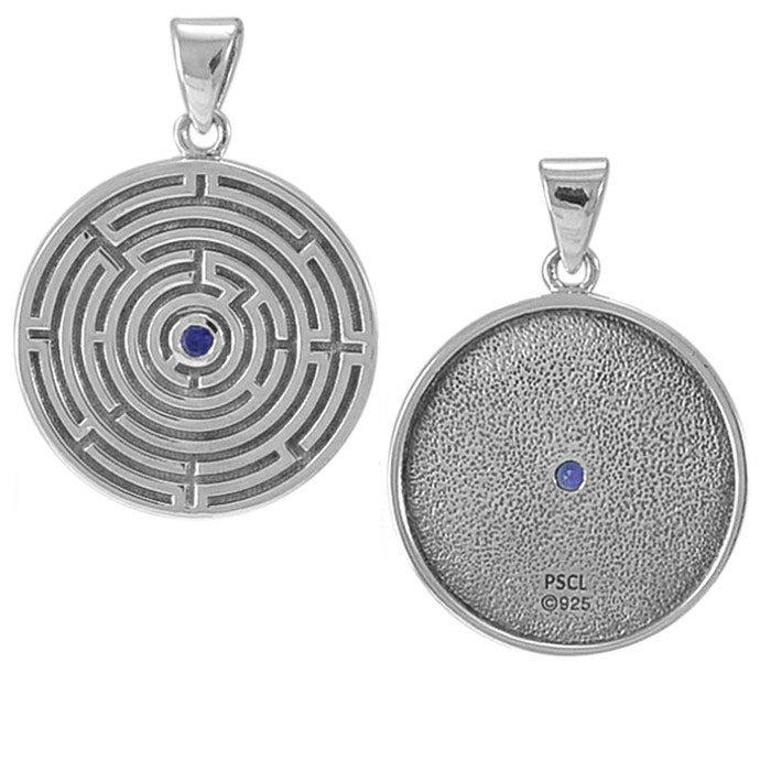 Labyrinth Sterling Silver Pendant with Gemstone TPD5155