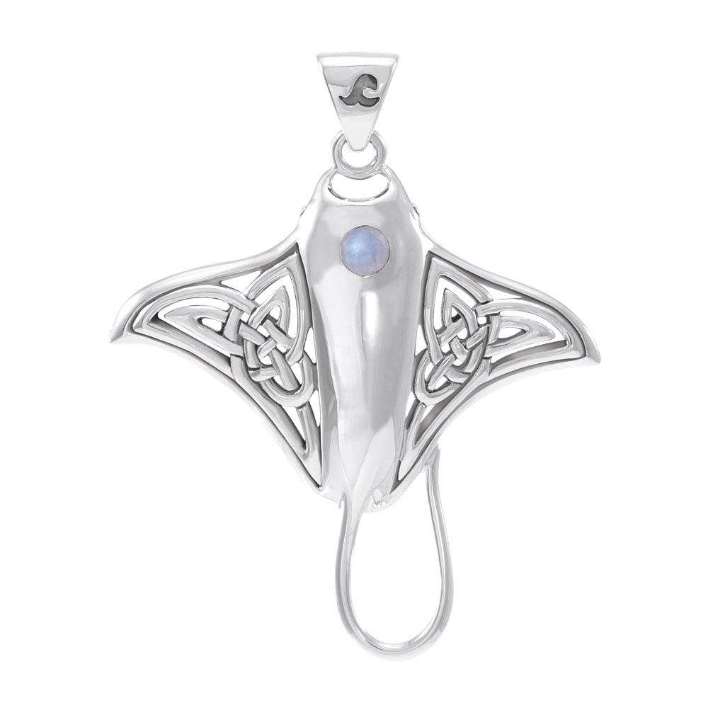 Grant the positive energy ~ Sterling Silver Manta Ray Pendant Jewelry with Gemstone TPD072 - Jewelry