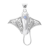 Grant the positive energy ~ Sterling Silver Manta Ray Pendant Jewelry with Gemstone TPD072 - Jewelry