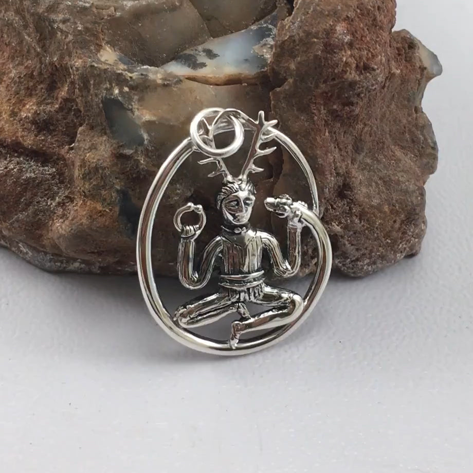 Cernunnos, the Horned God ~ Sterling Silver Pendant by Oberon Zell TPD1018
