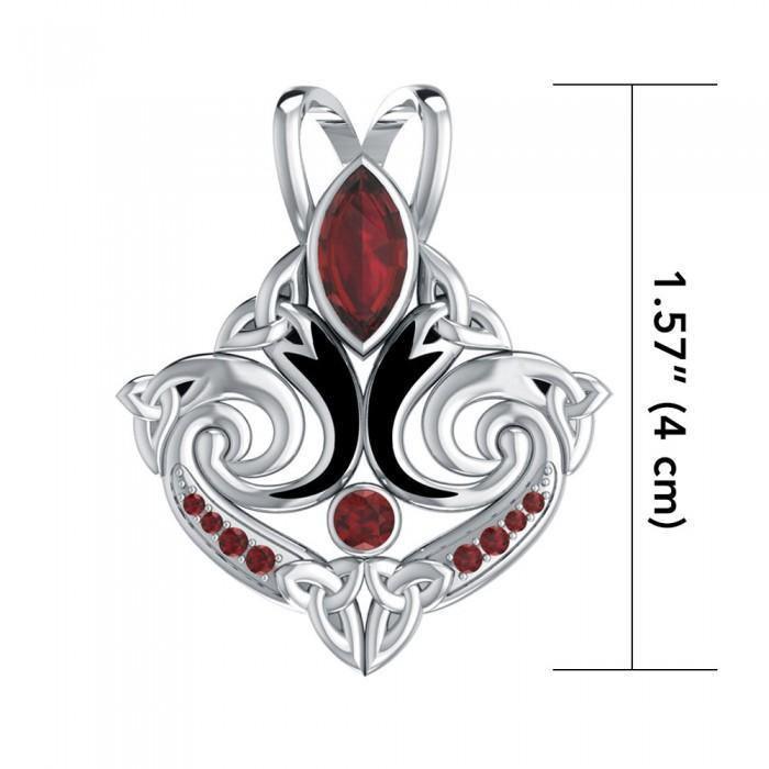 Look beyond your lifes endless journey Silver Triquetra Pendant with Gemstone TPD1273 - Jewelry