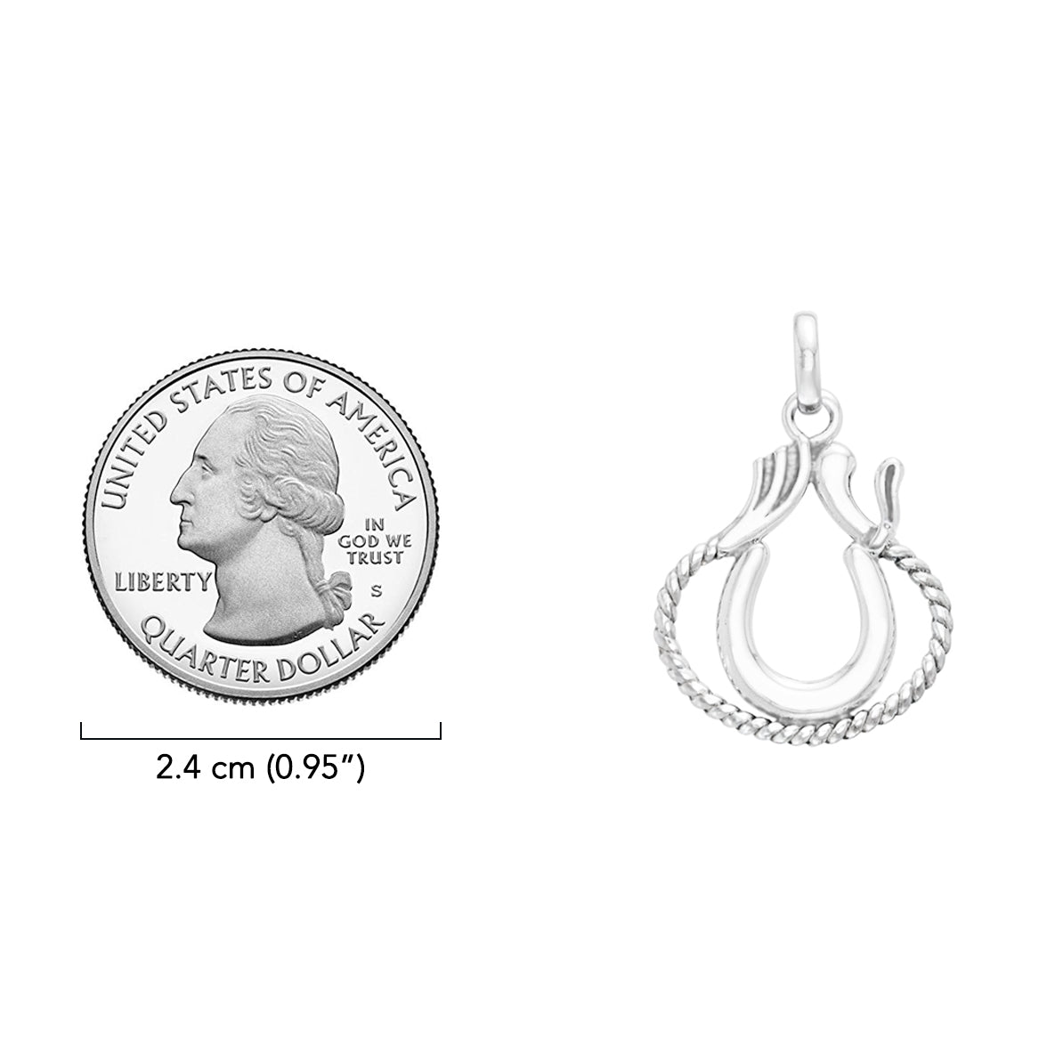 Western Lucky Horseshoe with Spur and Rope Sterling Silver Pendant TPD2246