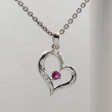 Elegant Heart Sterling Silver Pendant with Gemstone TPD2962