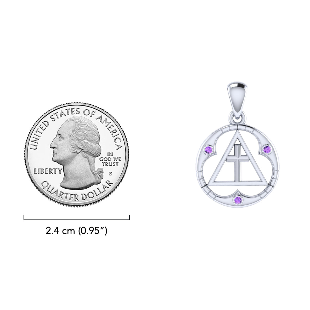Spiritual AA Symbol Sterling Silver Pendant TPD307