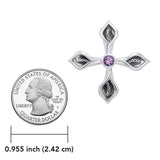 Calla Lily Cross Silver Pendant with Gemstone TPD3392 - Jewelry