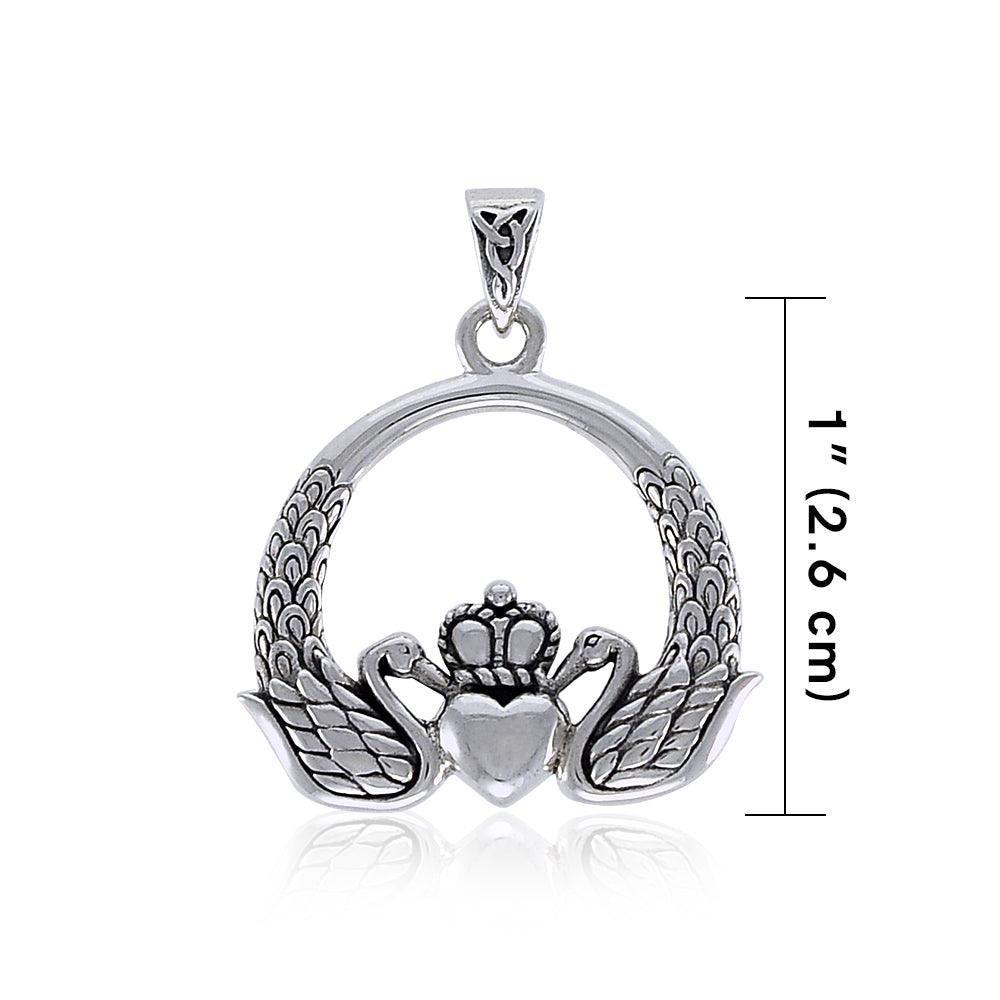 Swan Claddagh Silver Pendant TPD3607 - Jewelry