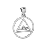 Claddagh in AA Recovery Symbol Sterling Silver Pendant TPD386