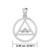 Claddagh in AA Recovery Symbol Silver Pendant TPD386 - Jewelry