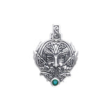 Green Man Sterling Silver Pendant With Gem TPD391