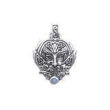 Green Man Sterling Silver Pendant With Gem TPD391