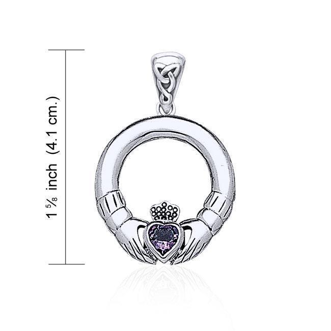 Claddagh Sterling Silver Pendant with Heart Gem TPD4118