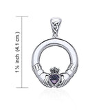 Claddagh Sterling Silver Pendant with Heart Gem TPD4118