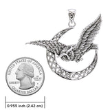 Owl with Celtic Crescent Moon Silver Pendant TPD4337 - Jewelry