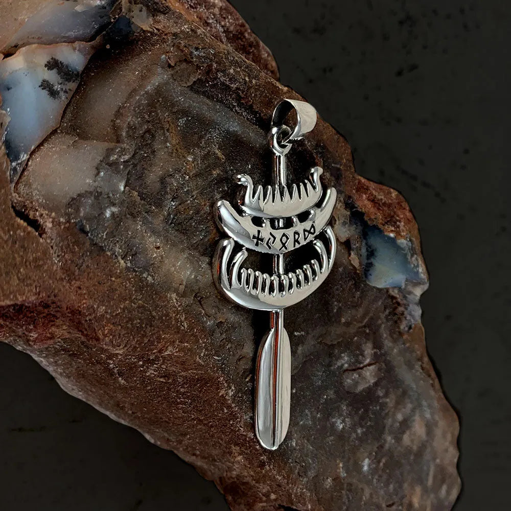 Viking Rune Njord God Sterling Silver Pendant TPD4389