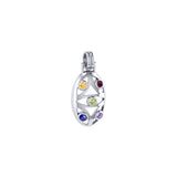 Oval Flower Of Life Sterling Silver Pendant With Gem TPD440