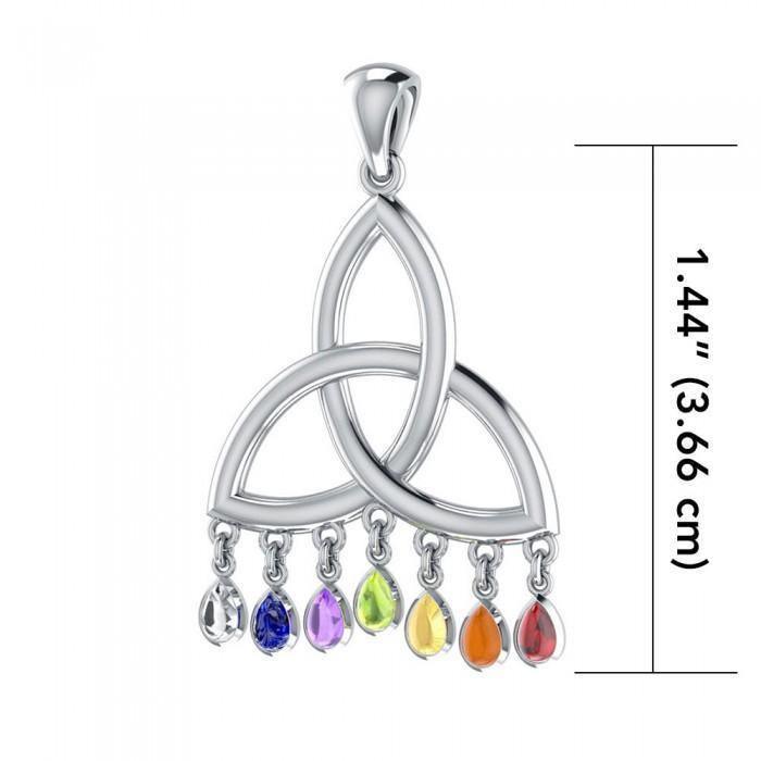 Celtic Triquetra Knot Sterling Silver Pendant with Chakra Gemstone TPD461