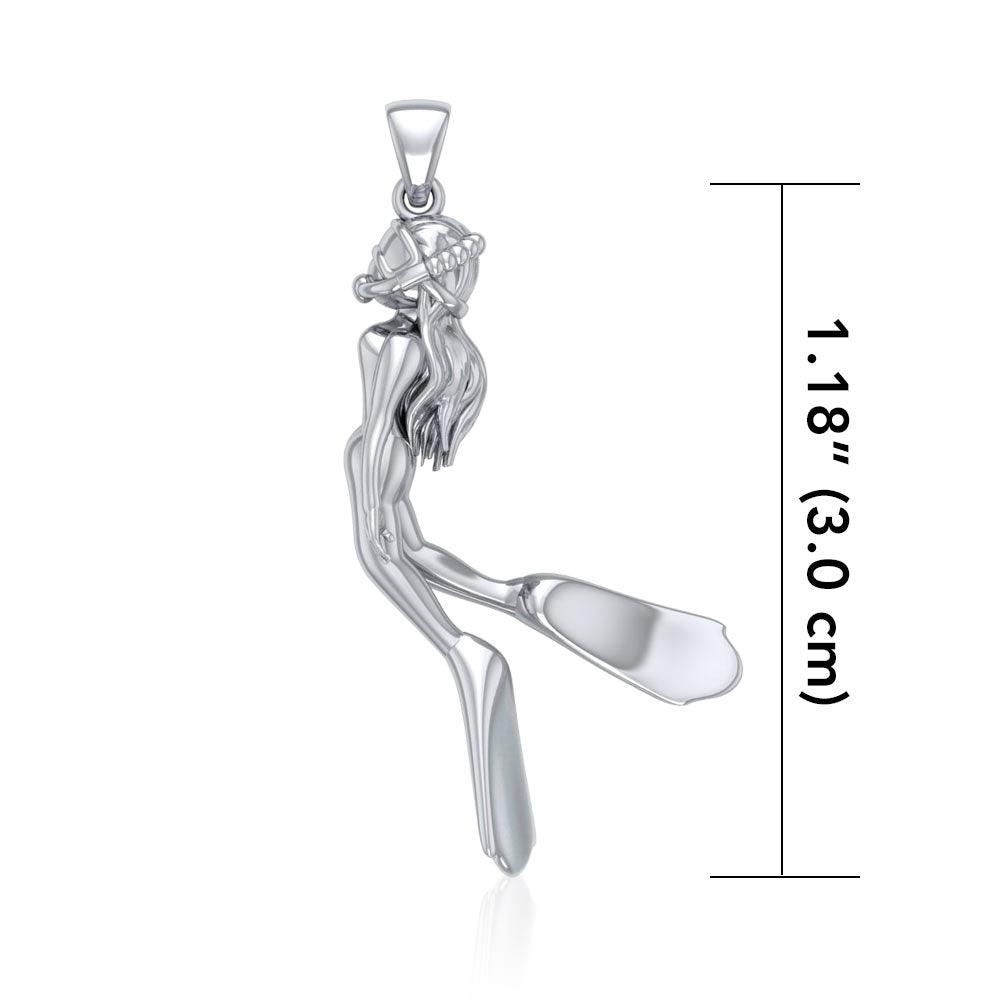Female Free Diver Silver Pendant TPD5065 - Jewelry