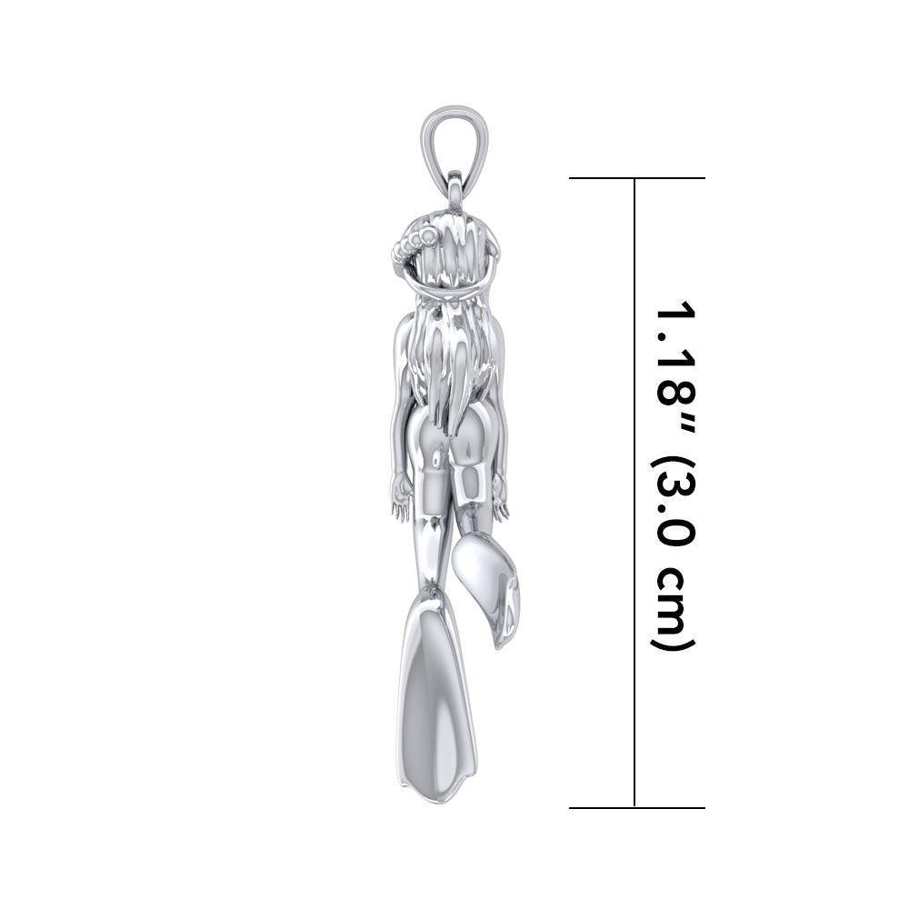 Female Free Diver Silver Pendant TPD5065 - Jewelry