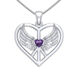 Wrapped in the Wings of an Angel ~ Sterling Silver Peace Symbol Pendant Jewelry TPD5109 - Jewelry