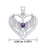 Wrapped in the Wings of an Angel ~ Sterling Silver Peace Symbol Pendant Jewelry TPD5109 - Jewelry