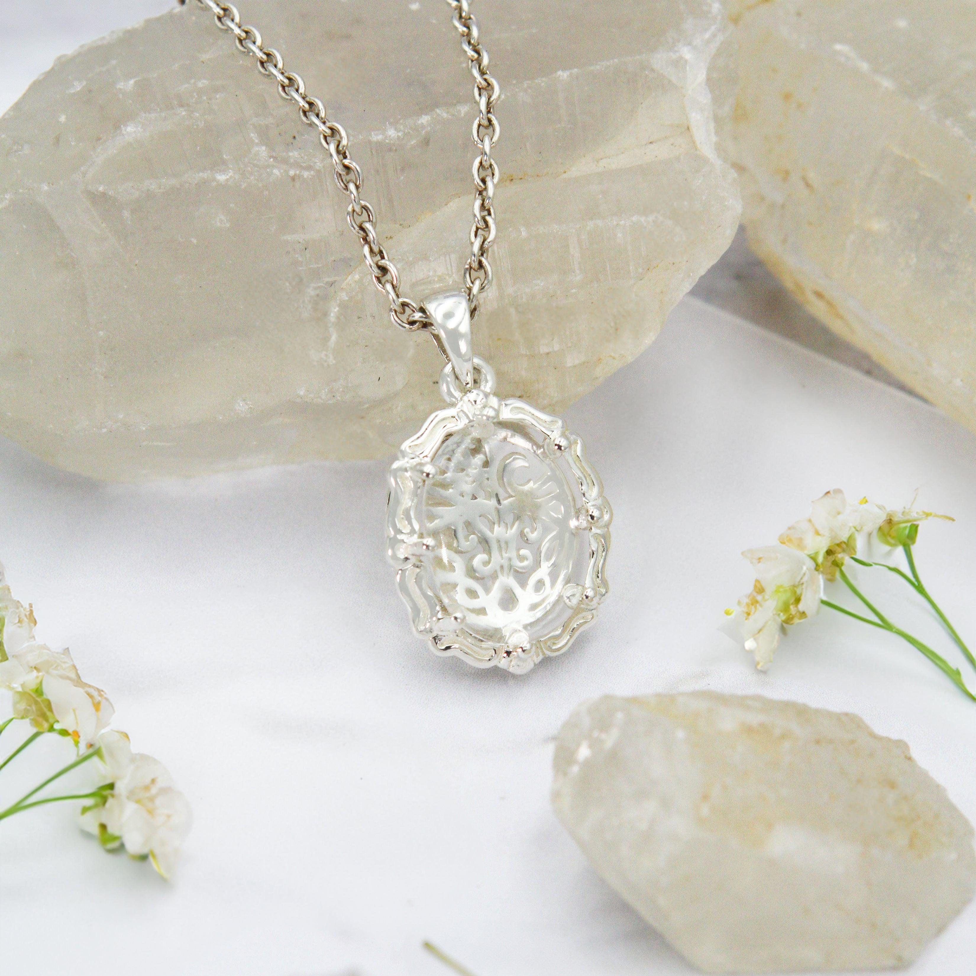 Tree of Life Sterling Silver Pendant with Natural Clear Quartz TPD5113 - Jewelry