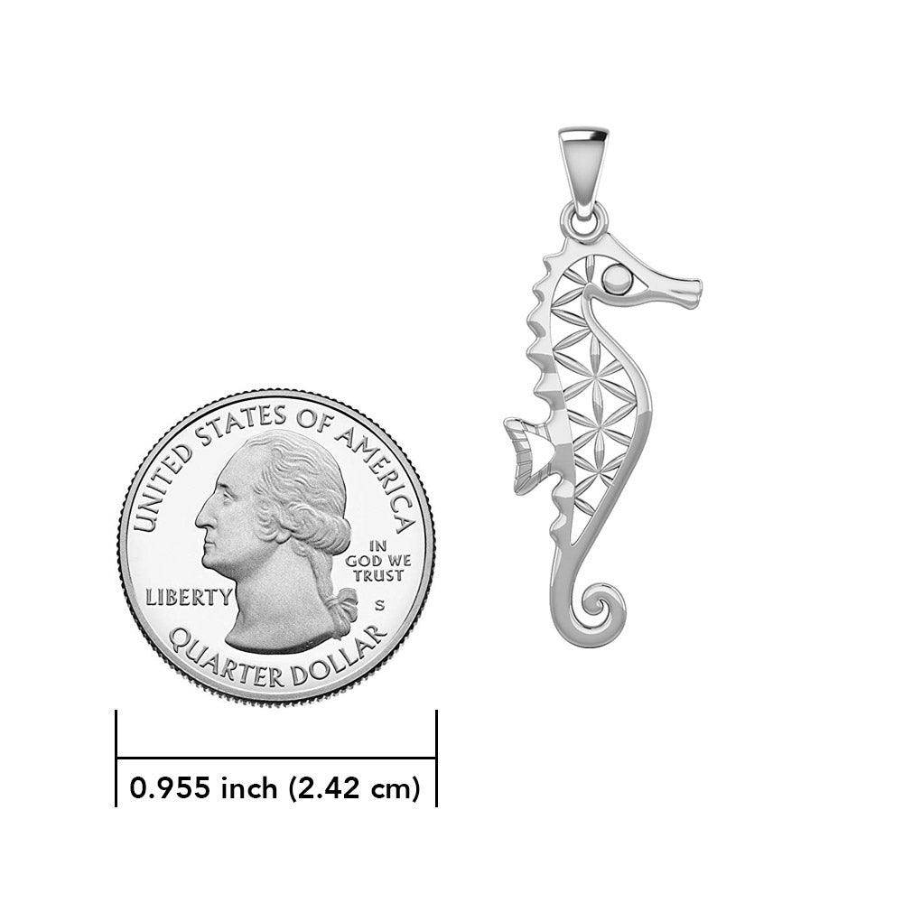 Flower of Life Seahorse Silver Pendant TPD5299 - Jewelry