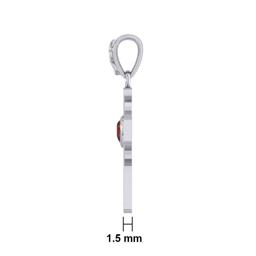 Celtic Cross Silver Pendant with Heart Gemstone TPD5337 - Jewelry