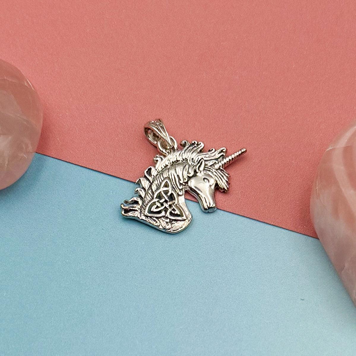 Celtic Unicorn Silver Pendant TPD5663 - Jewelry