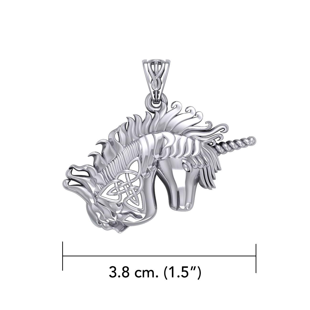 Celtic Unicorn Silver Pendant TPD5663 - Jewelry