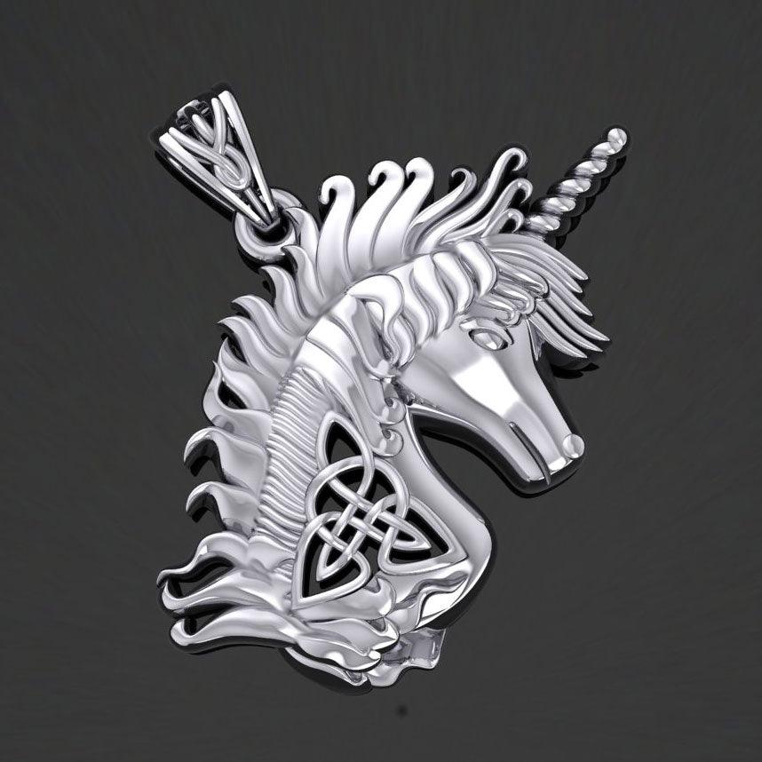Celtic Unicorn Silver Pendant TPD5663 - Jewelry