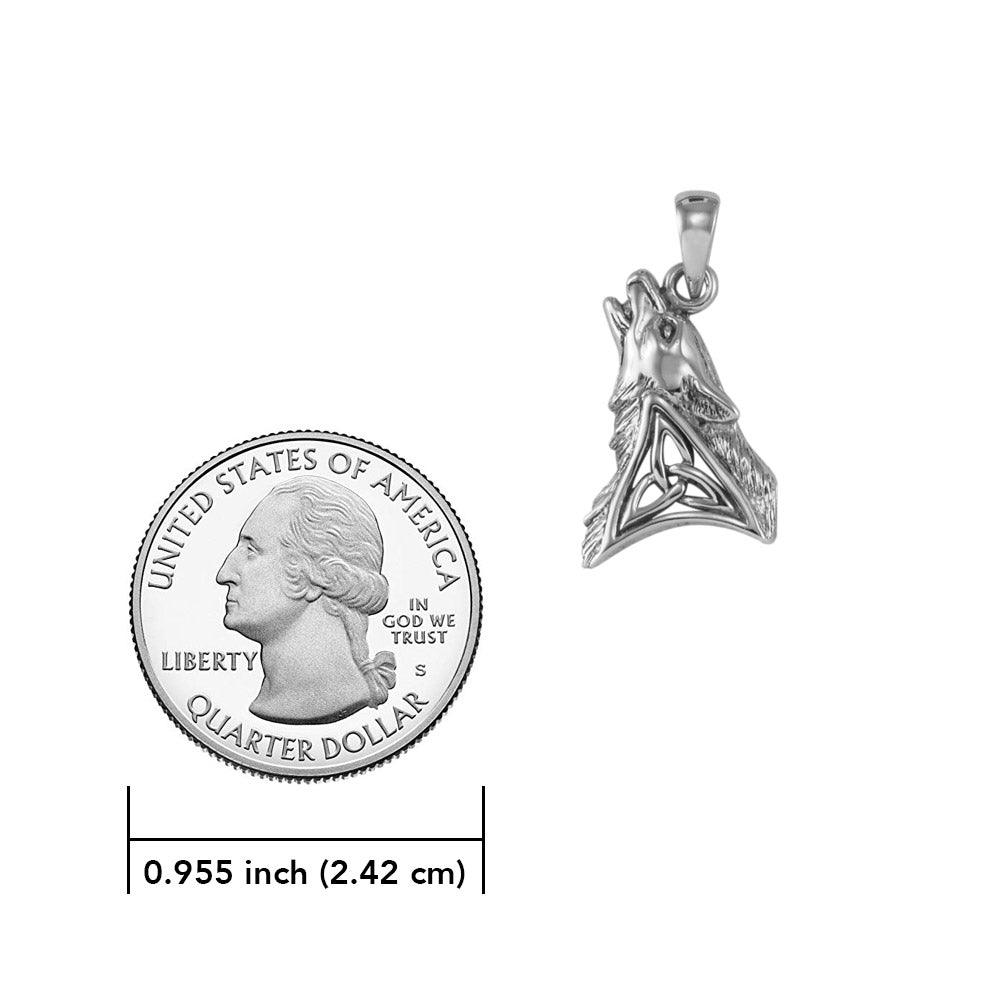 Celtic Howling Wolf Silver Pendant TPD5717 - Jewelry
