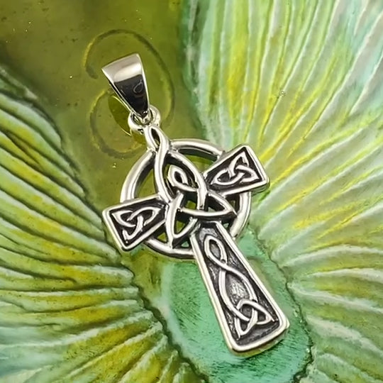 Celtic Cross with Trinity Knot Silver Pendant TPD5809