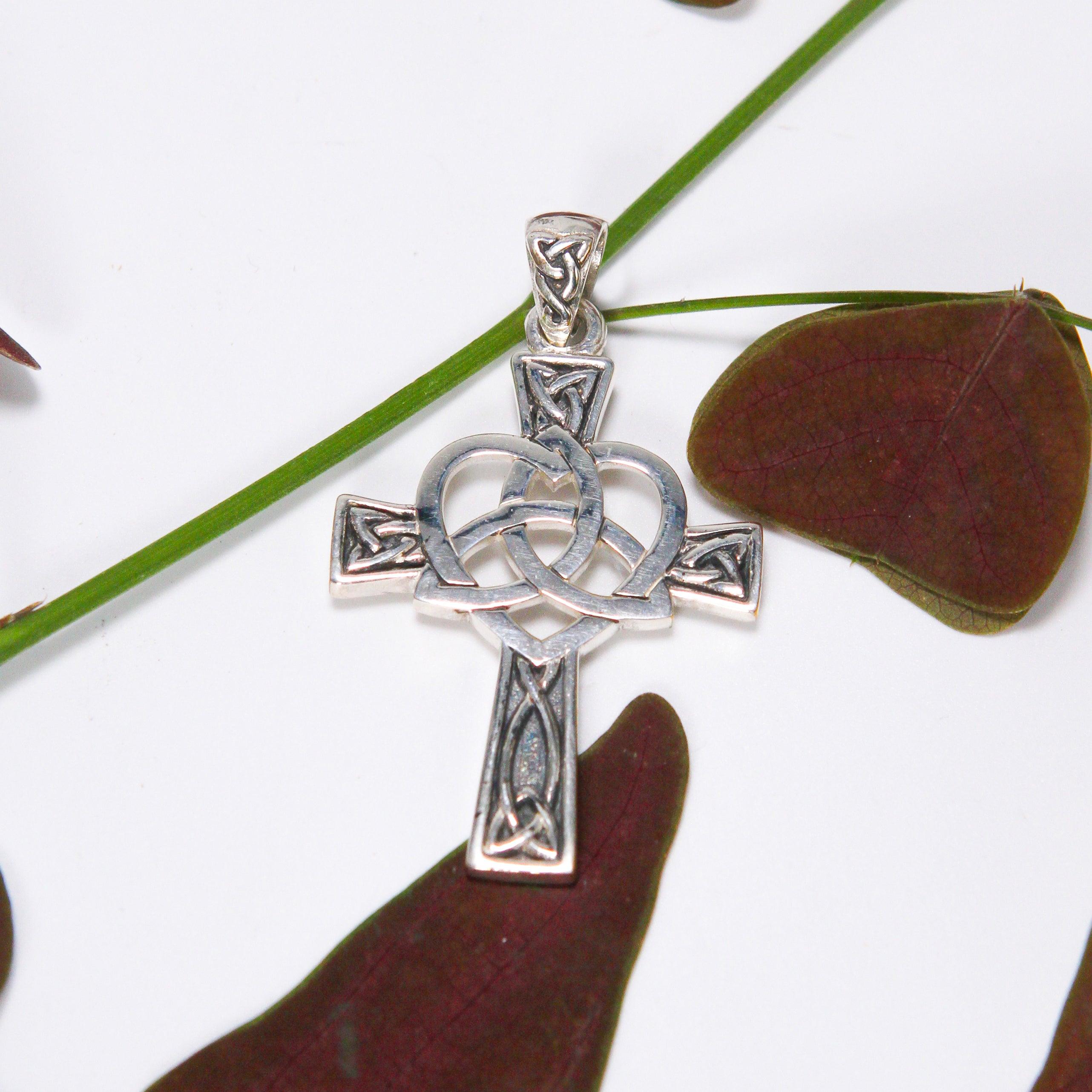 Celtic Cross with Trinity Heart Silver Pendant TPD5810 - Jewelry