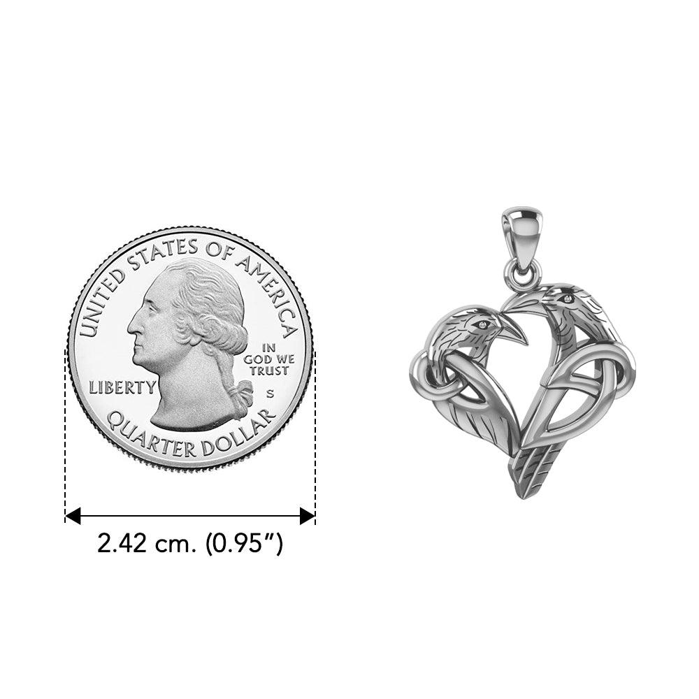 Love of The Mythical Celtic Heart Raven Silver Jewelry Pendant TPD6025 - Jewelry