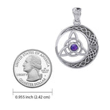 The Celtic Knot Moon and Triquetra Silver Pendant with Stone TPD6052 - Jewelry